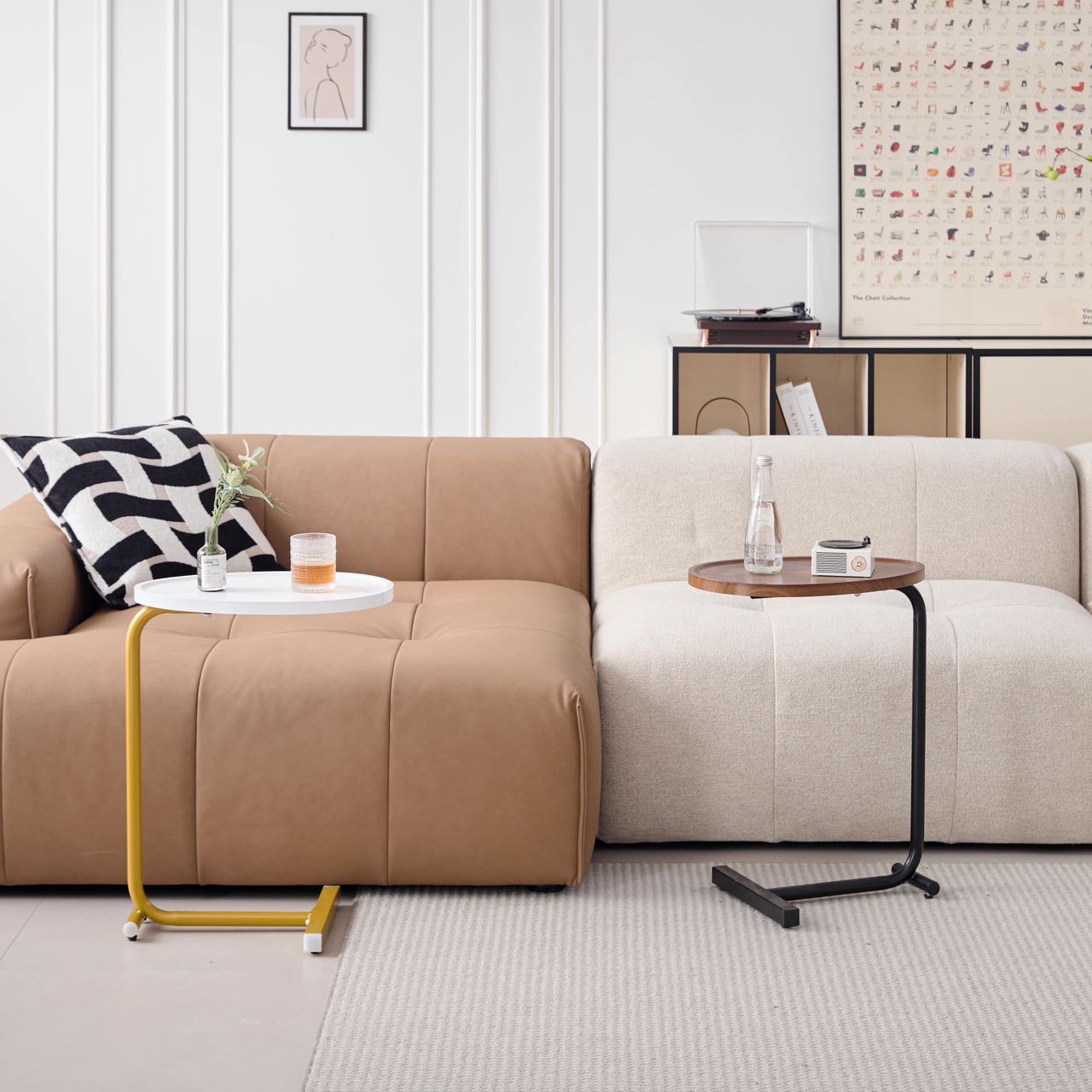White C-shaped Side Table, Small Sofa Table for Cough, Bederoom image 4