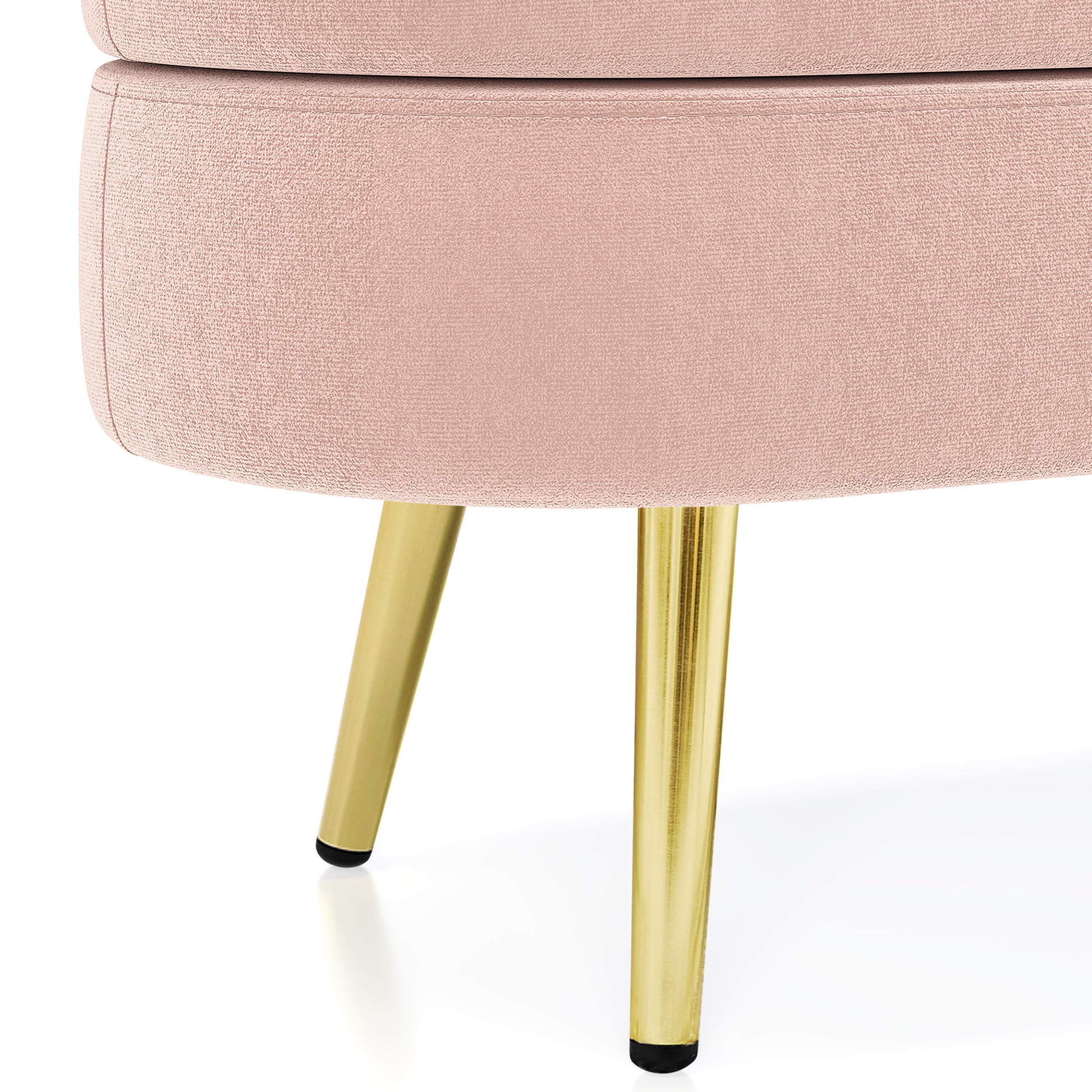 Ottoman Oval Storage Bench, Flannel with Metal Legs-Pink(43.5"x16"x16") image 7