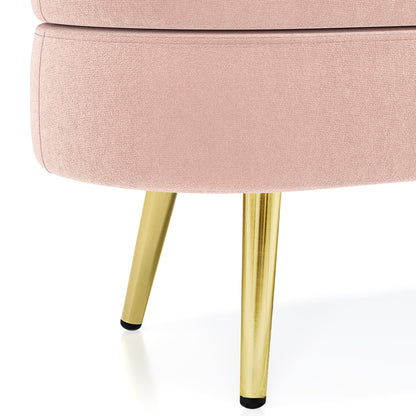 Ottoman Oval Storage Bench, Flannel with Metal Legs-Pink(43.5"x16"x16") image 7