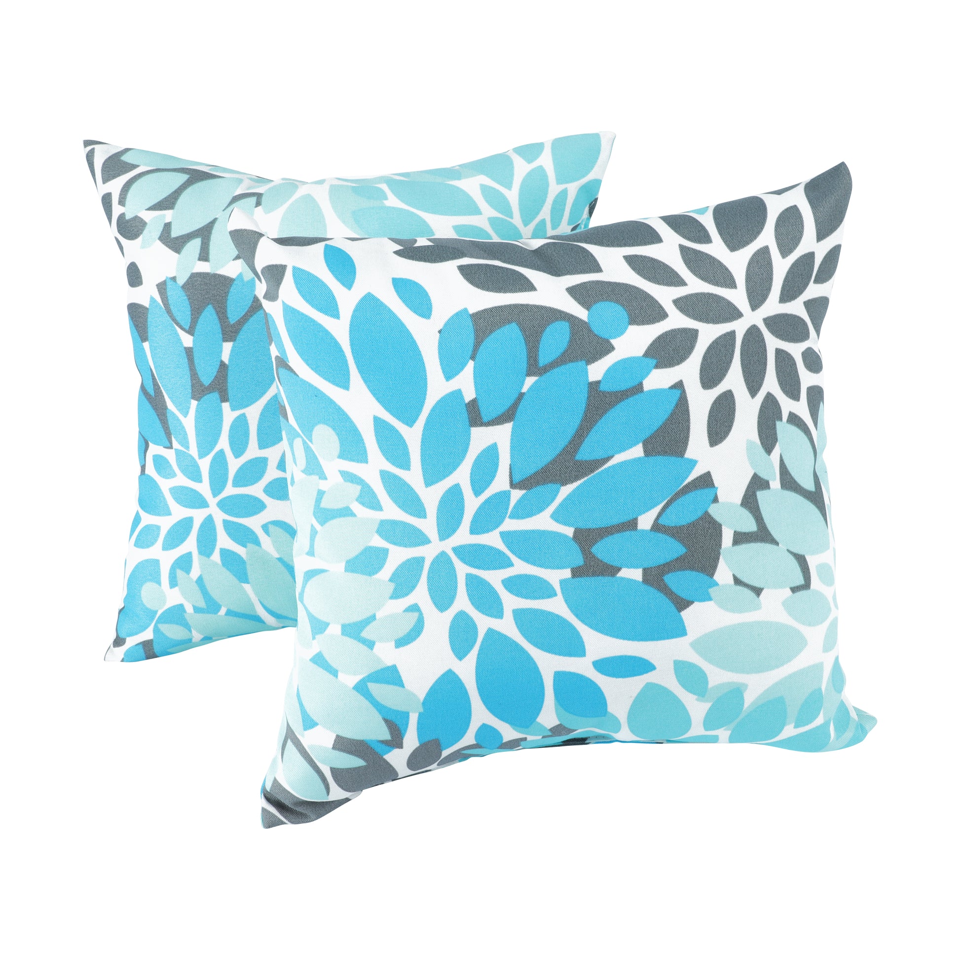 6 Pack Outdoor Pillow Covers ONLY 18x18 Inch, Water-Repellent Decorative Cushion Covers for Patio Furniture, Garden, Porch, Balcony and Outdoor-Teal and Grey Dahlia image 2