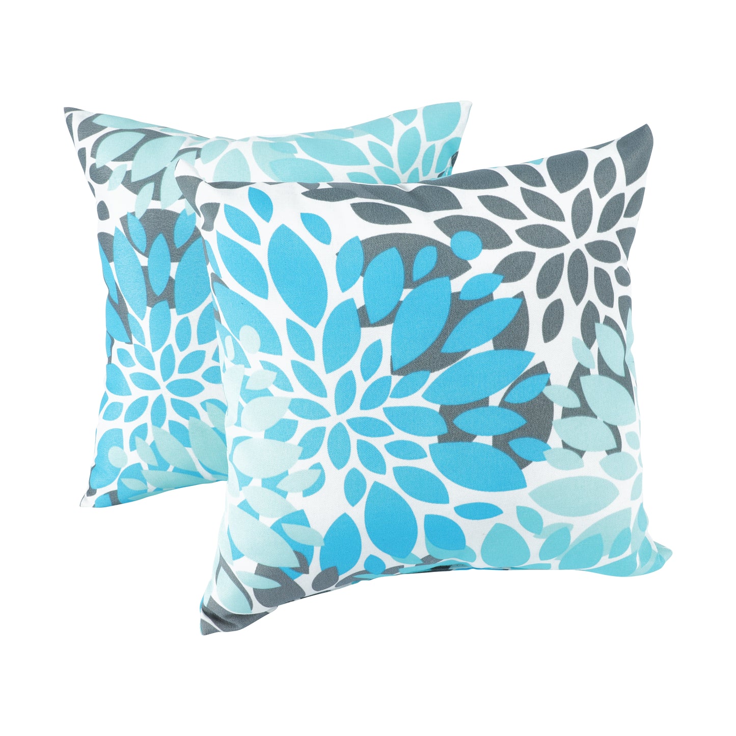 4 Pack Outdoor Pillow Covers ONLY 18x18 Inch, Water-Repellent Decorative Cushion Covers for Patio Furniture, Garden, Porch, Balcony and Outdoor-Teal and Grey Dahlia image 9
