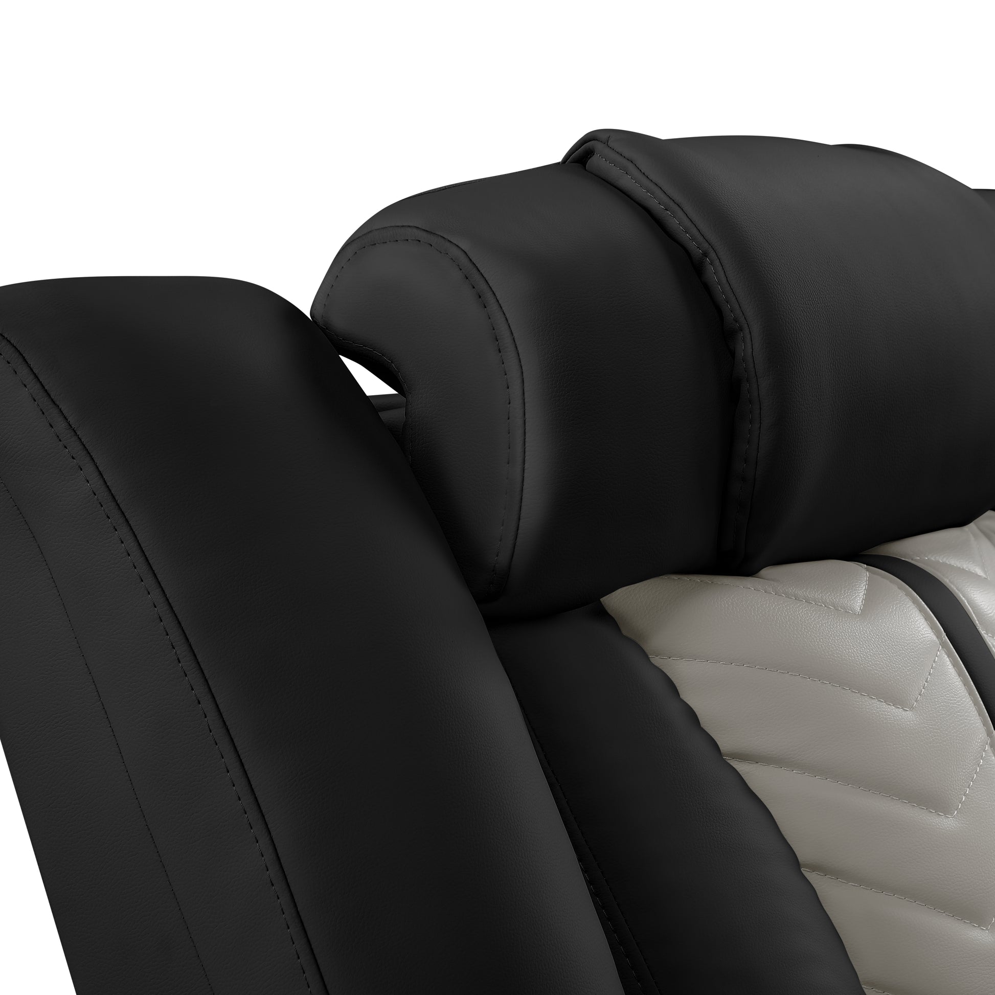 Cruiser Power Reclining Sofa with Drop‑Down Table, Power Headrests, LED Lighting & Massage made with Faux Leather in Black and Gray image 5