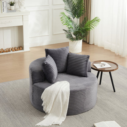 43-inch round corduroy single sofa, comfortable lounge chair, comes with three pillows, minimalist design, perfect for bedrooms, lounges, game rooms, and living rooms image 1