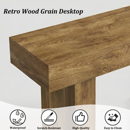 63'' Long Console Table, Farmhouse Entryway Table with Storage, Native Wood Grain Tree Scars, Wooden Rectangular Sofa Table Behind Couch for Entrance, Hallway, Living Room, Foyer (Natural Wood) image 5