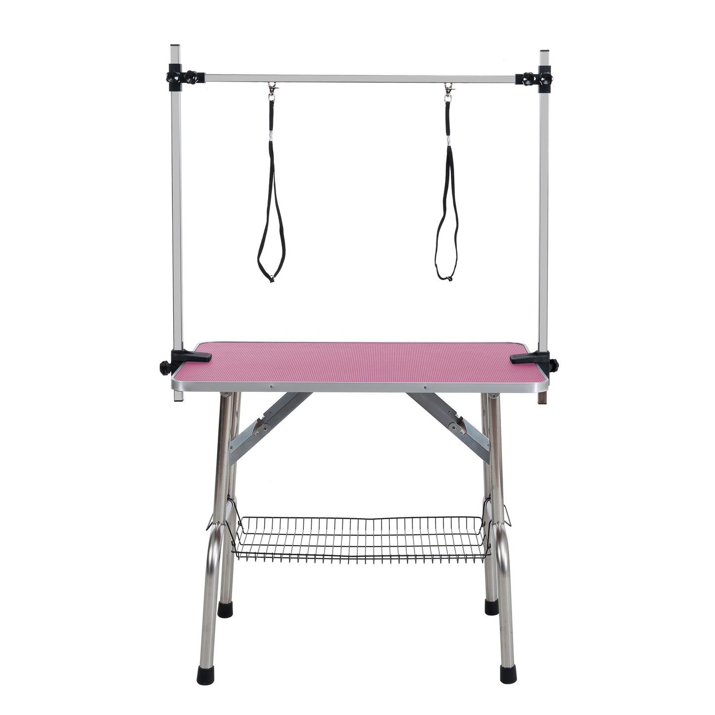 46" Folding Dog Pet Grooming Table Stainless Steel Frame Rubber Mat on Board with Adjustable Arm and Clamps pet dog Cat  image 3