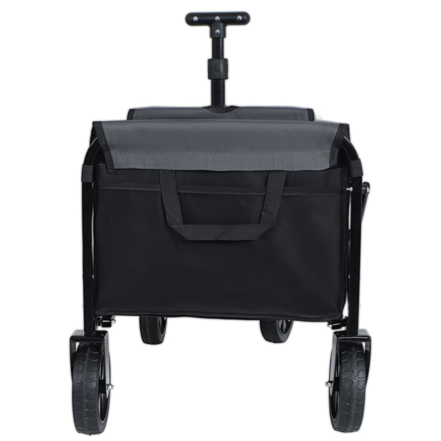 All-in-One Convertible Folding Camping Wagon Cart: Bench Seat, Storage Compartment & Included Dog Tether, Black/Gray image 6