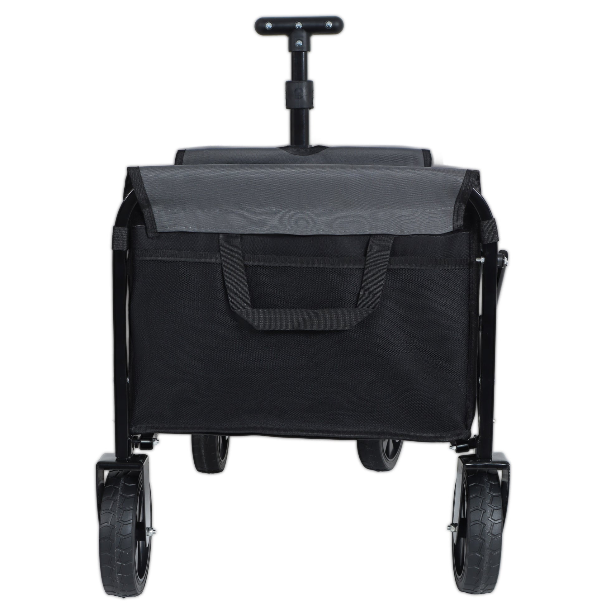 All-in-One Convertible Folding Camping Wagon Cart: Bench Seat, Storage Compartment & Included Dog Tether, Black/Gray image 6