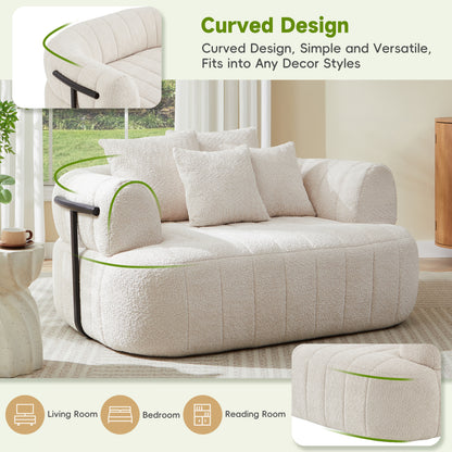 64" Oversized Boneless Chair Chaise Lounge Indoor with Metal Support, Upholstered Boucle Deep Seat Single Cloud Sofa Chair, Cozy Comfy Sofa Bed for Living Room & Bedroom image 10