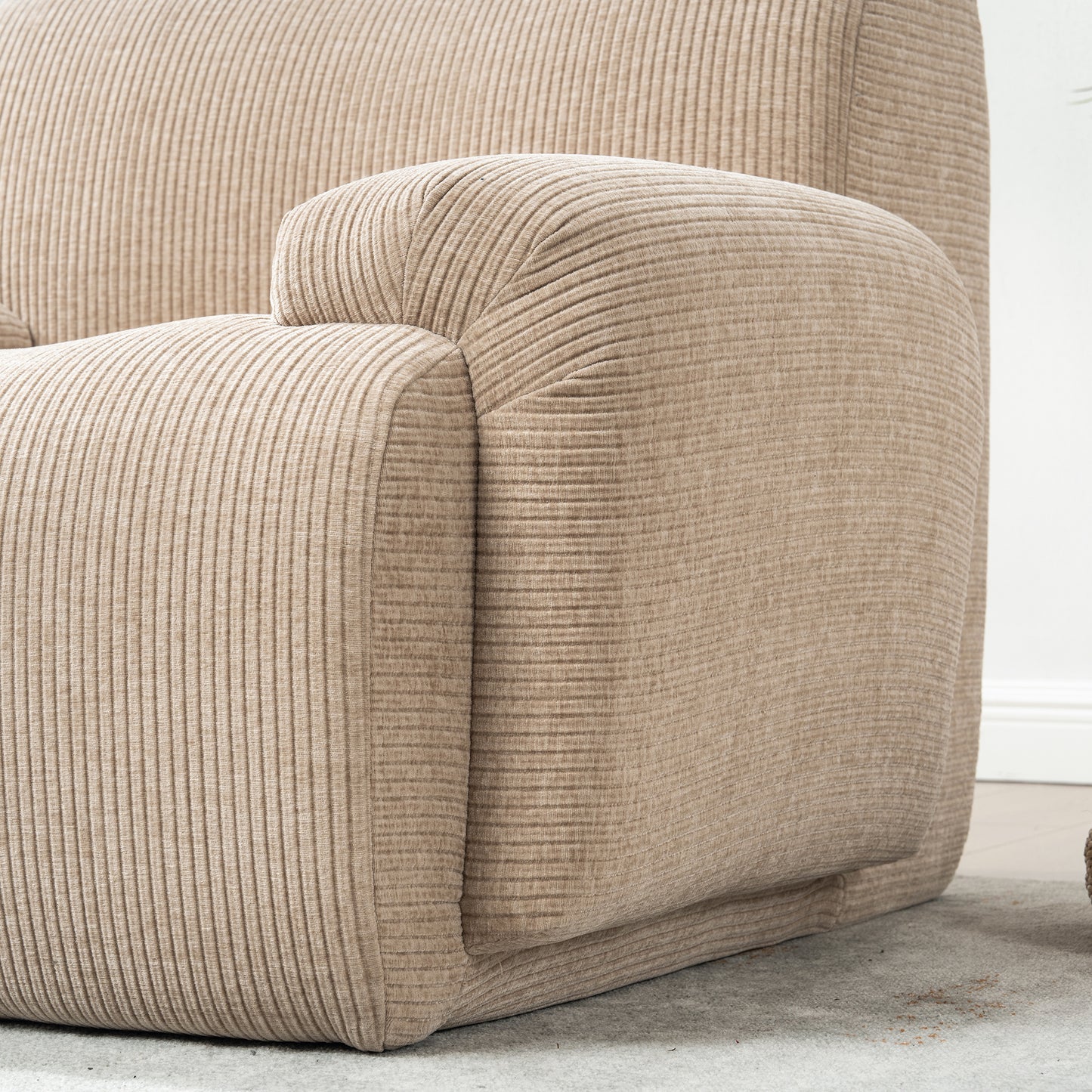 42" Wide Modern Upholstered Chenille Vertical Stripes Accent Chair, Boneless Single Sofa Chair, Armchair Comfy Reading Lounge Chair with Deep Seats for Living Room Bedroom Apartment, Dorms, Taupe image 11