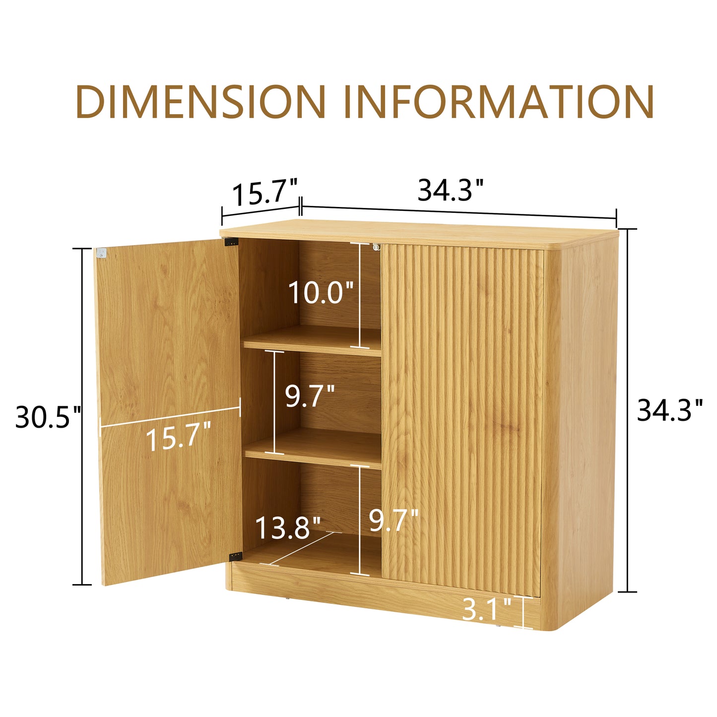 34.3" modern wavy sideboard, curved contour design storage cabinet, 2-door cabinet with storage function, suitable for kitchen/bedroom/living room, Natural, 34.3"L x 15.7"W x 34.3"H image 6