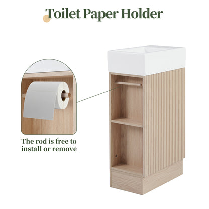 18.6" Bathroom Vanity with Sink, Bathroom Vanity Cabinet with Two-tier Shelf, Left or Right Orientation, Natural (Old Sku:WF308491AAN) image 4
