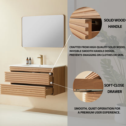 Pre-Assembled 36" Wall Mounted & Floating Single Vanity Cabinet with Ceramic Top (Old SKU W1826P308971) image 10