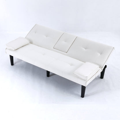The 67-inch white PVC multi-functional sofa bed, with a foldable and cup holder design, makes it extremely convenient to turn the living room into a guest room image 12