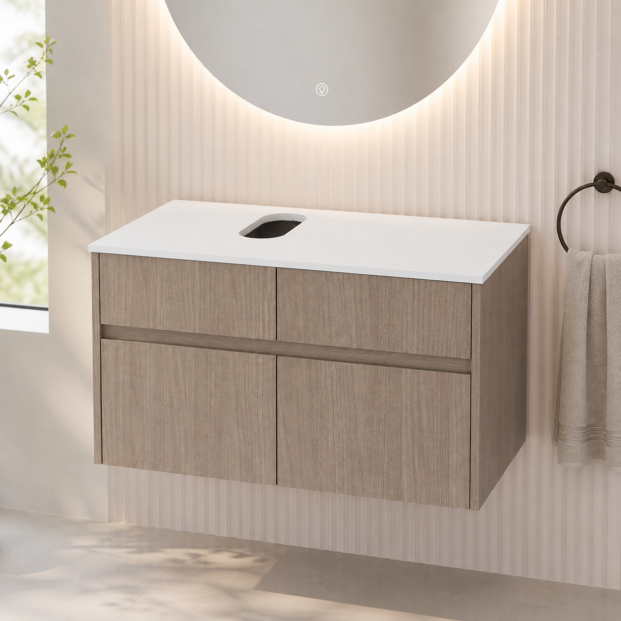 32(31-1/2") Inch Wall-Mounted Bathroom Vanity, 2-Soft Close Doors and 1-Drawer, KD-Packing, Particle Board (Vanity Only, Without Sink) image 1