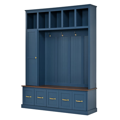 U-Can Entryway Hall Tree with Coat Hooks, Shoe Bench & Drawer Storage Cabinet image 12