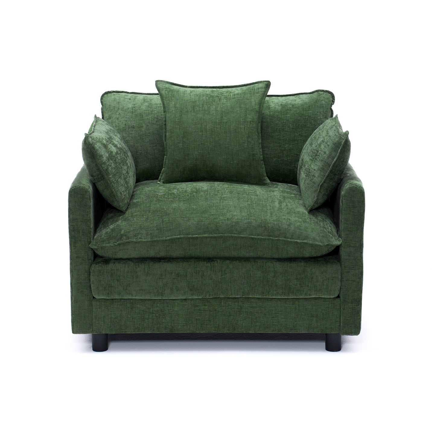 39.4" Modern Accent Chair with Ottoman, Living Room Club Chair Chenille Upholstered Armchair, Reading Chair for Bedroom, Green Chenille image 11