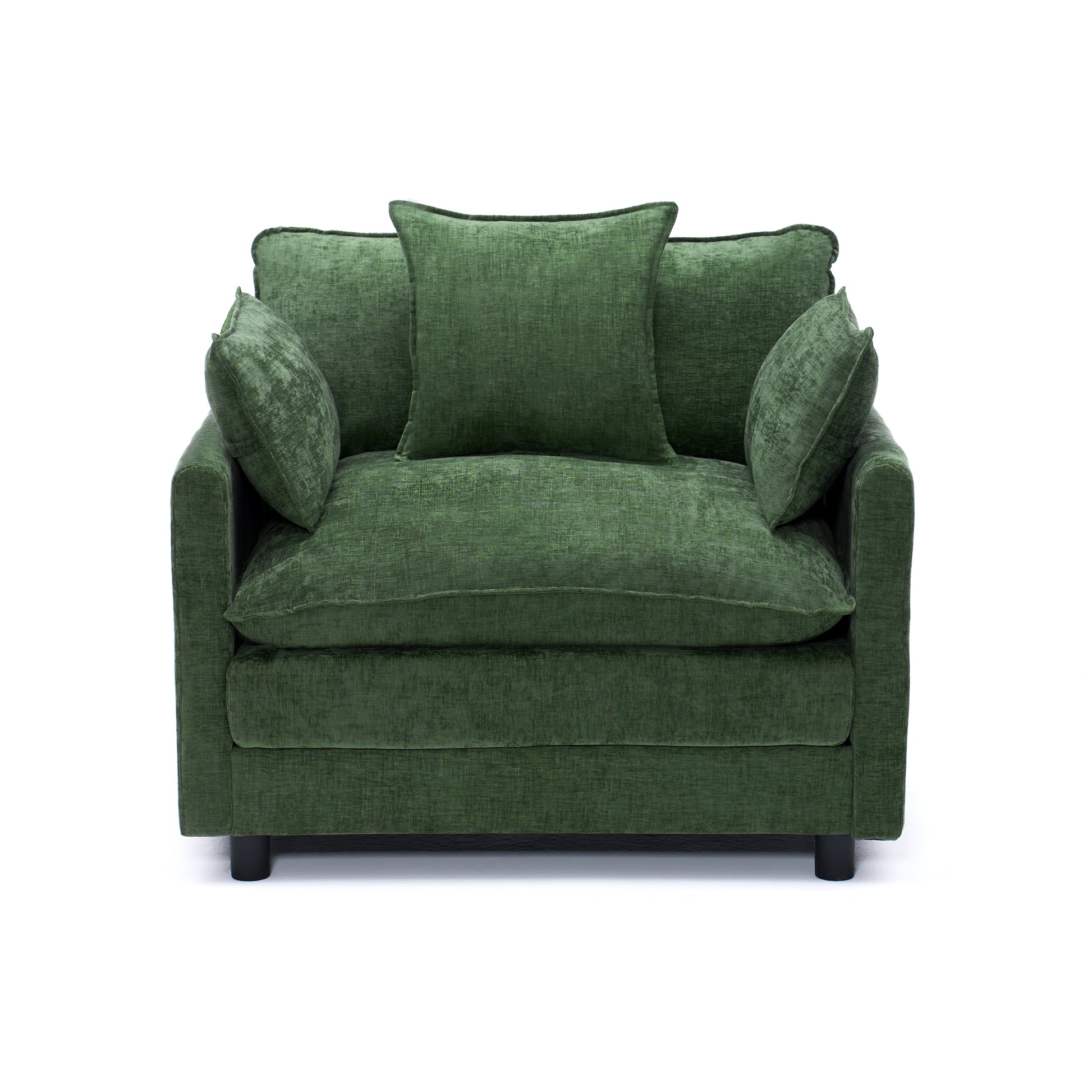 39.4" Modern Accent Chair with Ottoman, Living Room Club Chair Chenille Upholstered Armchair, Reading Chair for Bedroom, Green Chenille image 11