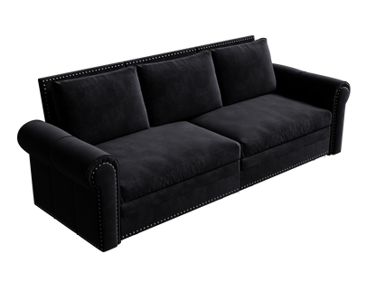 Chesterfield Sofa,93.7" King Pull Out Sofa Bed,3-in-1 Velvet Convertible Sleeper Sofa with Nailhead Trim & Rolled Arm,Multi-Functional Sofa Bed for Black (Old sku:W1885S00039/W1885S00100) image 11