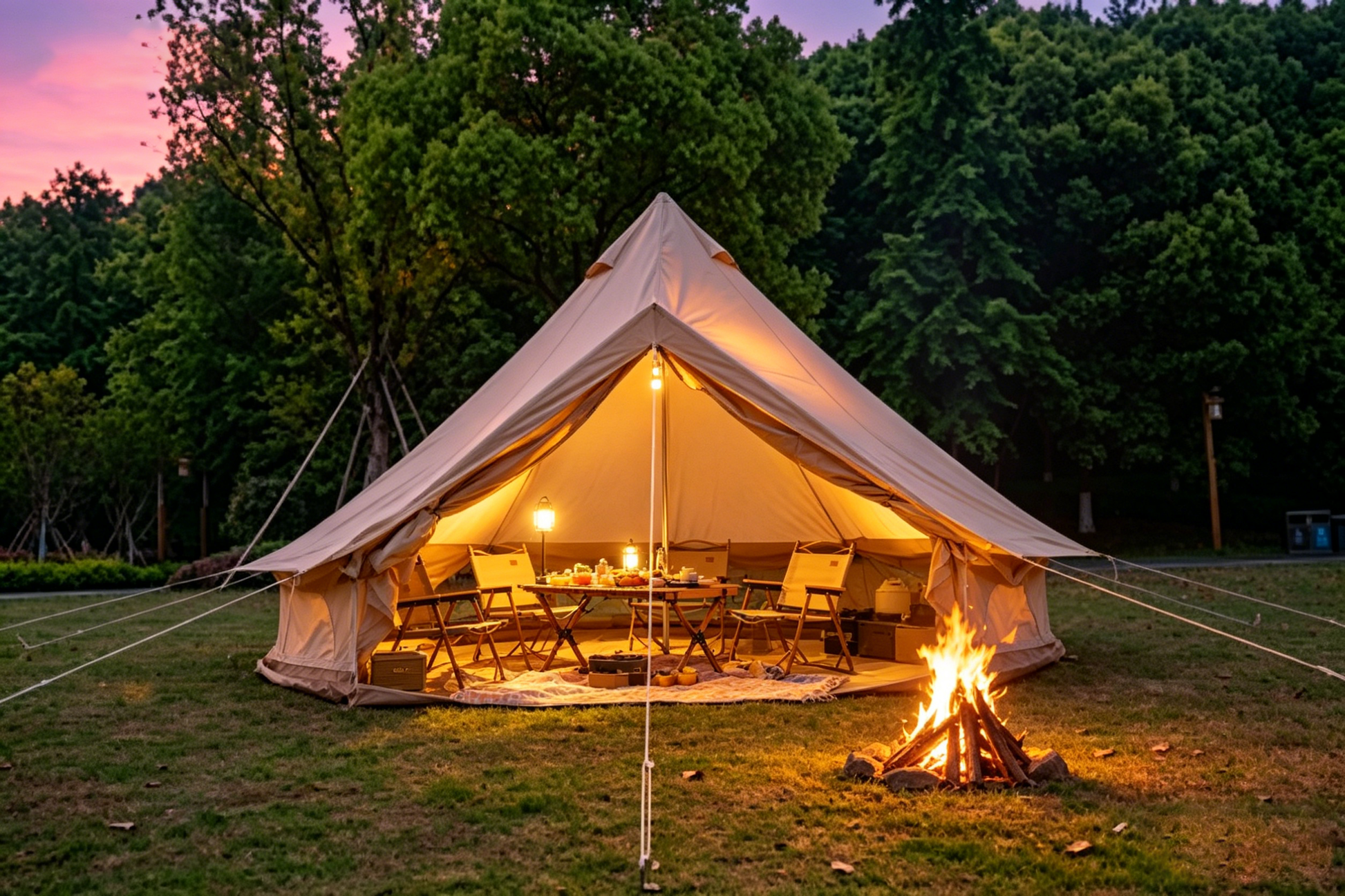 Oxford Bell Tent for Family Camping - Spacious 9.8ft Yurt with Stove Jack, Large Glamping Tents for 3-4 People, 4 Season Oxford Hot Tent Shelter Beige image 7