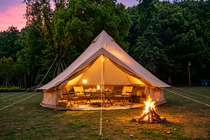 Oxford Bell Tent for Family Camping - Spacious 9.8ft Yurt with Stove Jack, Large Glamping Tents for 3-4 People, 4 Season Oxford Hot Tent Shelter Beige image 7