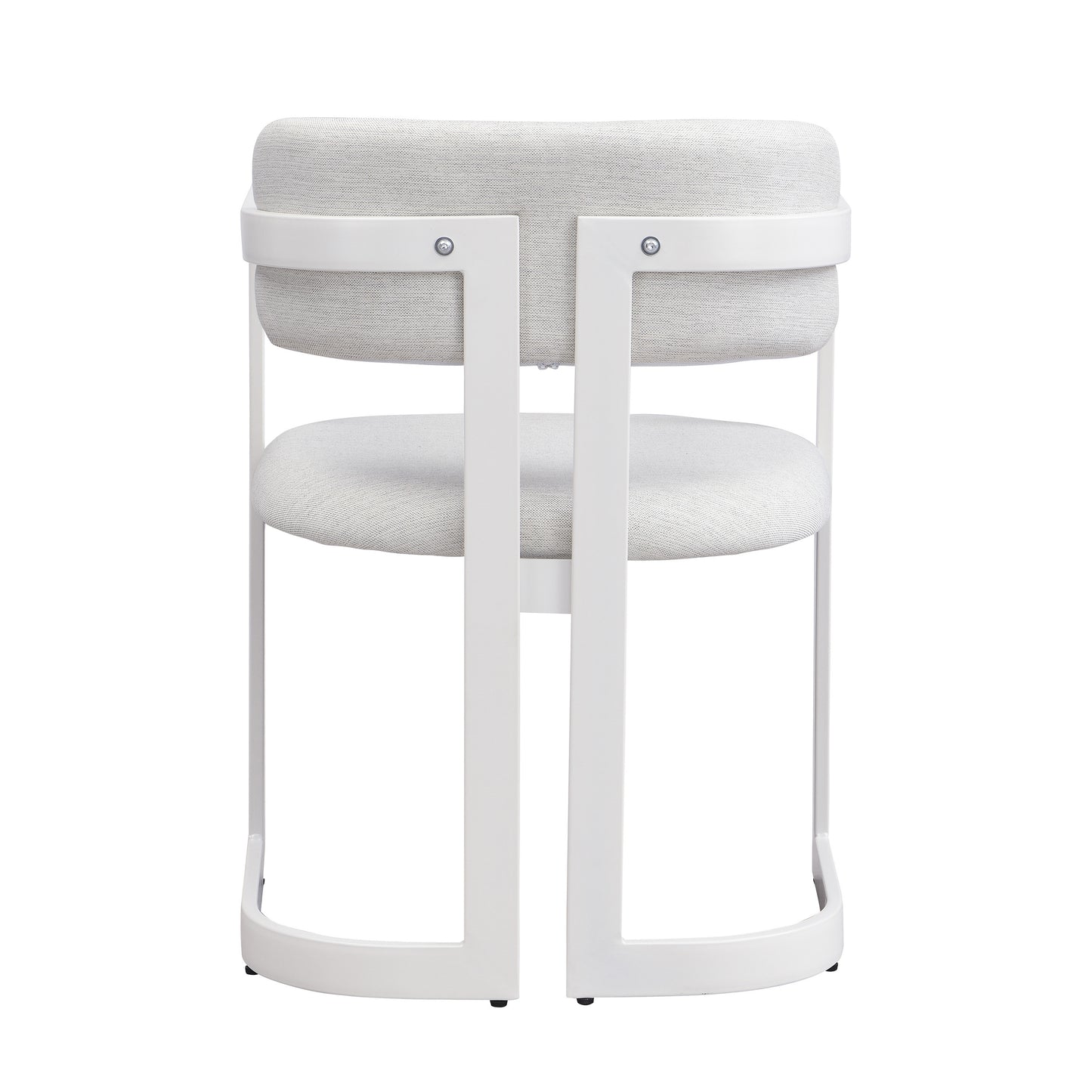 Upholstered Dining Chairs Set of 2, Fabric Armchairs with Beige Seating White Metal Frame, 265 LBS Weight Capacity image 10