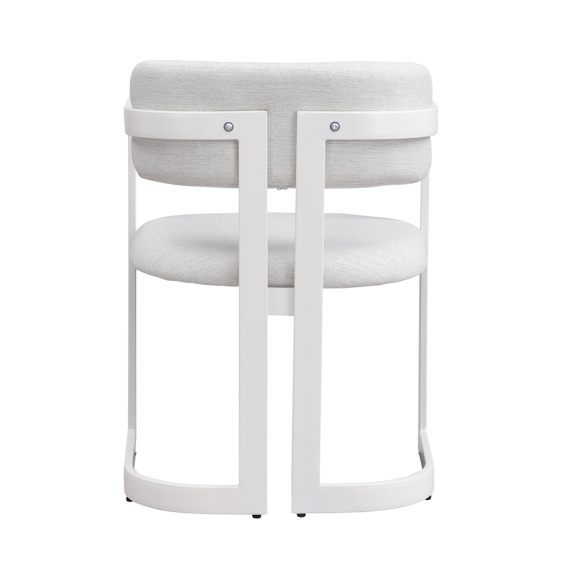 Upholstered Dining Chairs Set of 2, Fabric Armchairs with Beige Seating White Metal Frame, 265 LBS Weight Capacity image 10