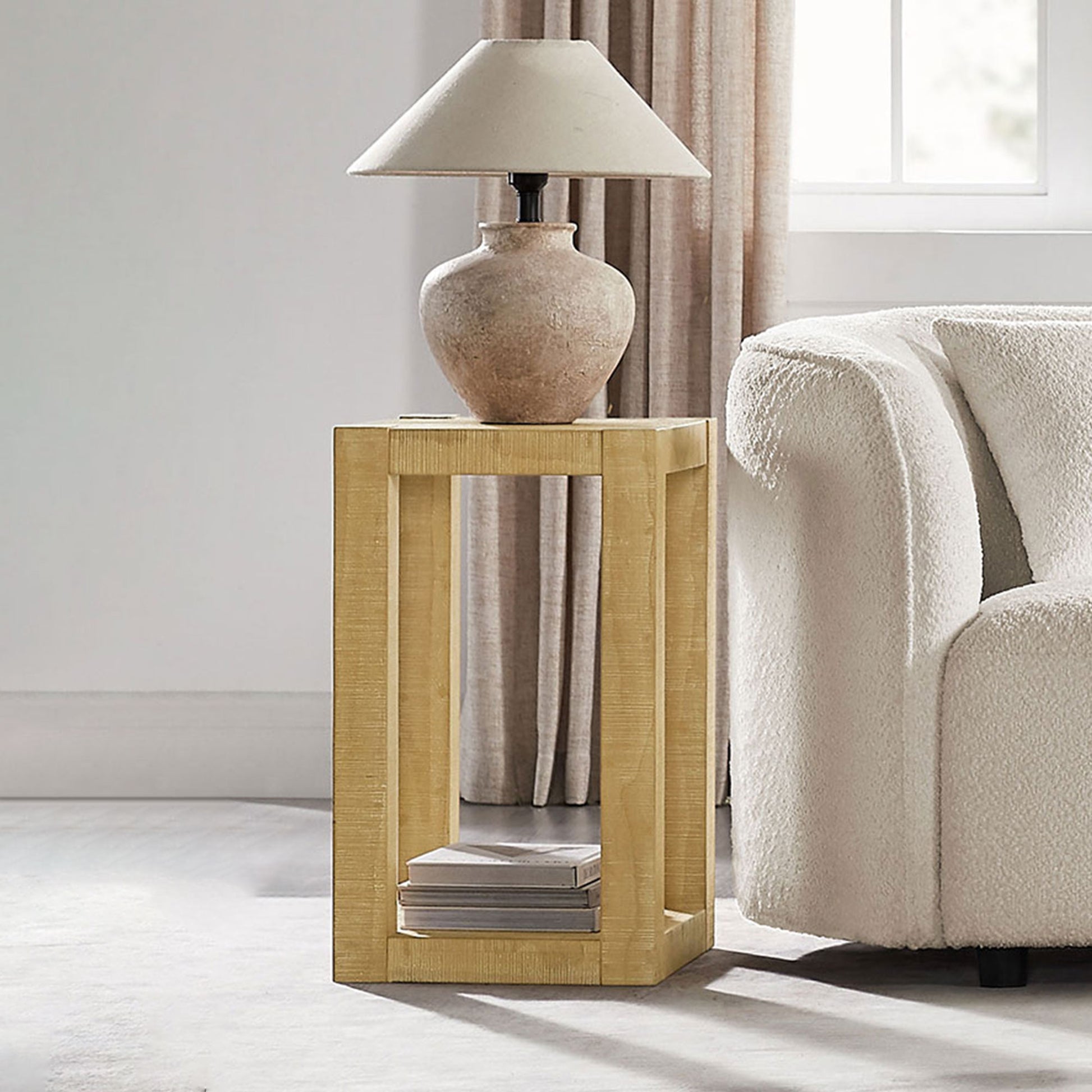 14 Inch Side Table,Rectangular MDF Coffee Table for Living Room,Bedroom,Modern Design End Table for Apartment,Natural Color image 4
