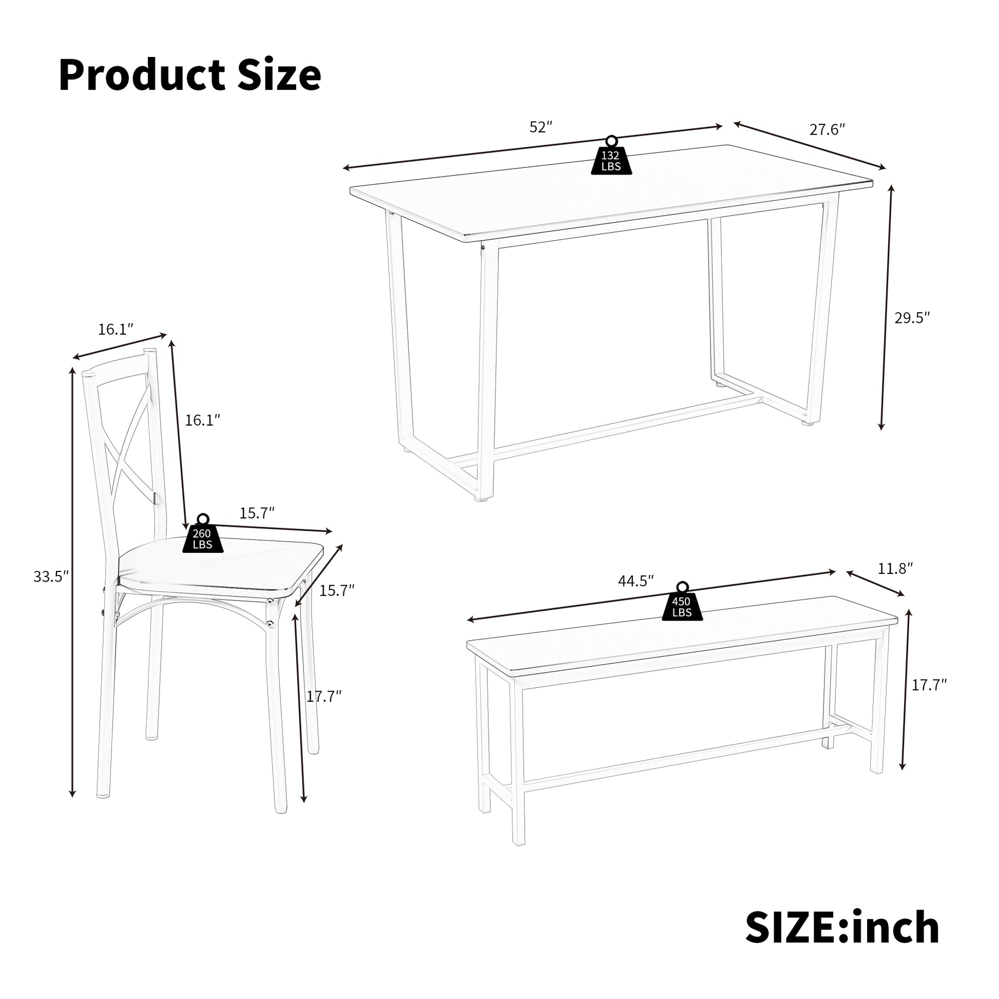 Four-piece set table and chair with backrest, industrial style, solid structure image 8