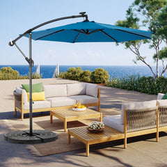 10ft Solar LED Offset Hanging Market Patio Umbrella  (Navy blue )(No Base)