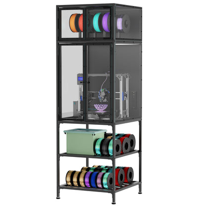 3D Printer Cabinet with Double Layer 3D Printer Filament Storage Rack, T-Shaped Filament Bar & Noise-Reducing, Dust-Proof Design, Suitable for Studio, Office Storage and Organization image 1