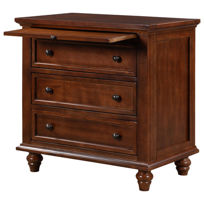 U_STYLE 27.6''Nightstand with Pine Wood veneer, Fashion Bedside Cabinet with 3 Drawers and pull-out tray, Minimalist Sofa Side Table with rubber legs and Metal handle for Bedroom Sofa Couch Office image 9