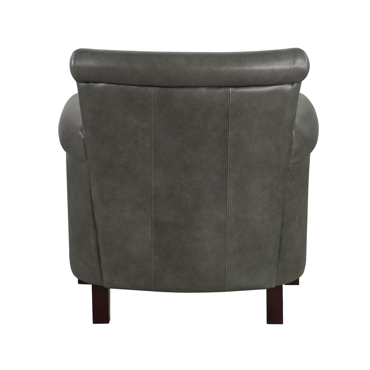Traditional Accent Chair Gray Leather Upholstery Nailhead Trim Solid Wood Luxury Home Office Furniture 1pc image 7