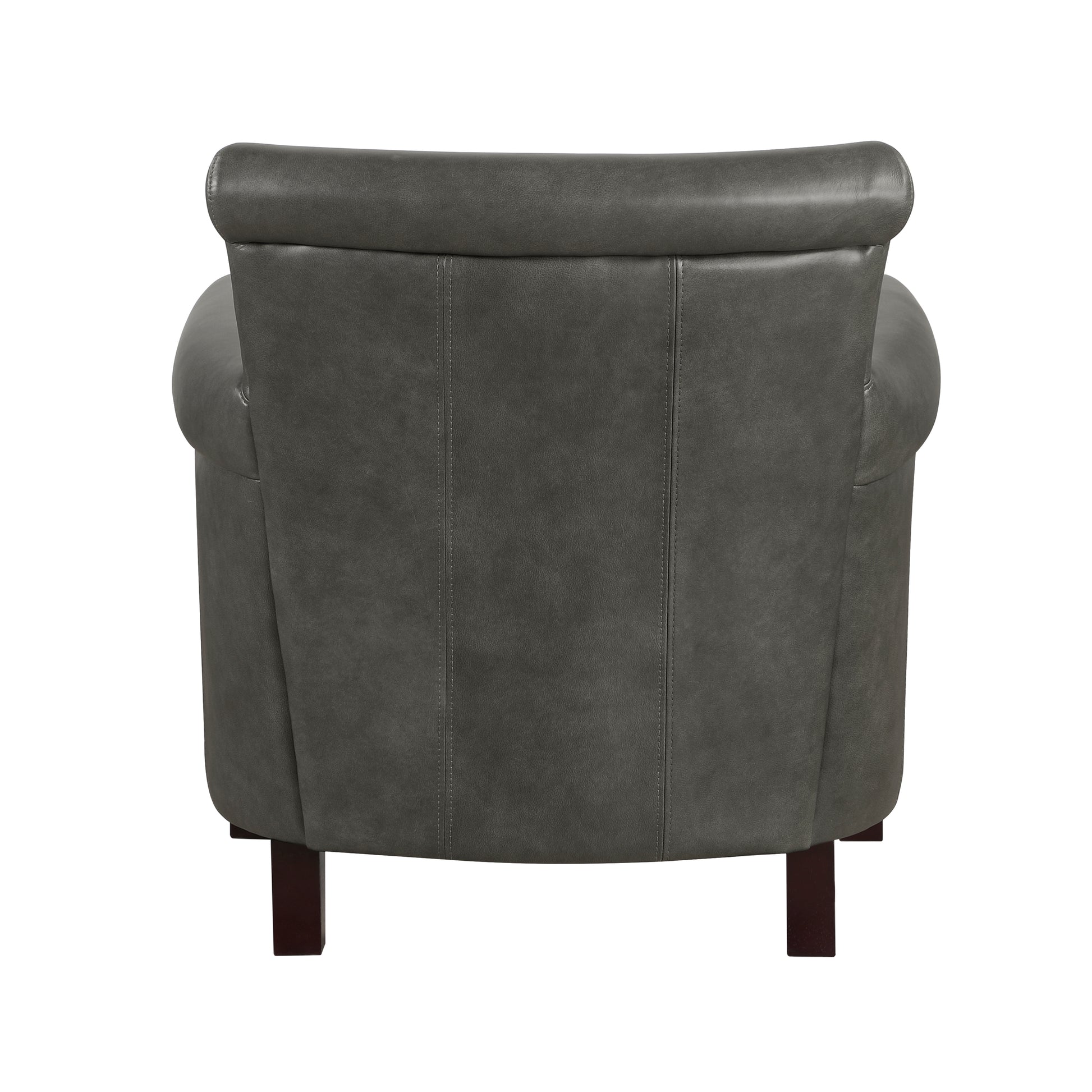 Traditional Accent Chair Gray Leather Upholstery Nailhead Trim Solid Wood Luxury Home Office Furniture 1pc image 7