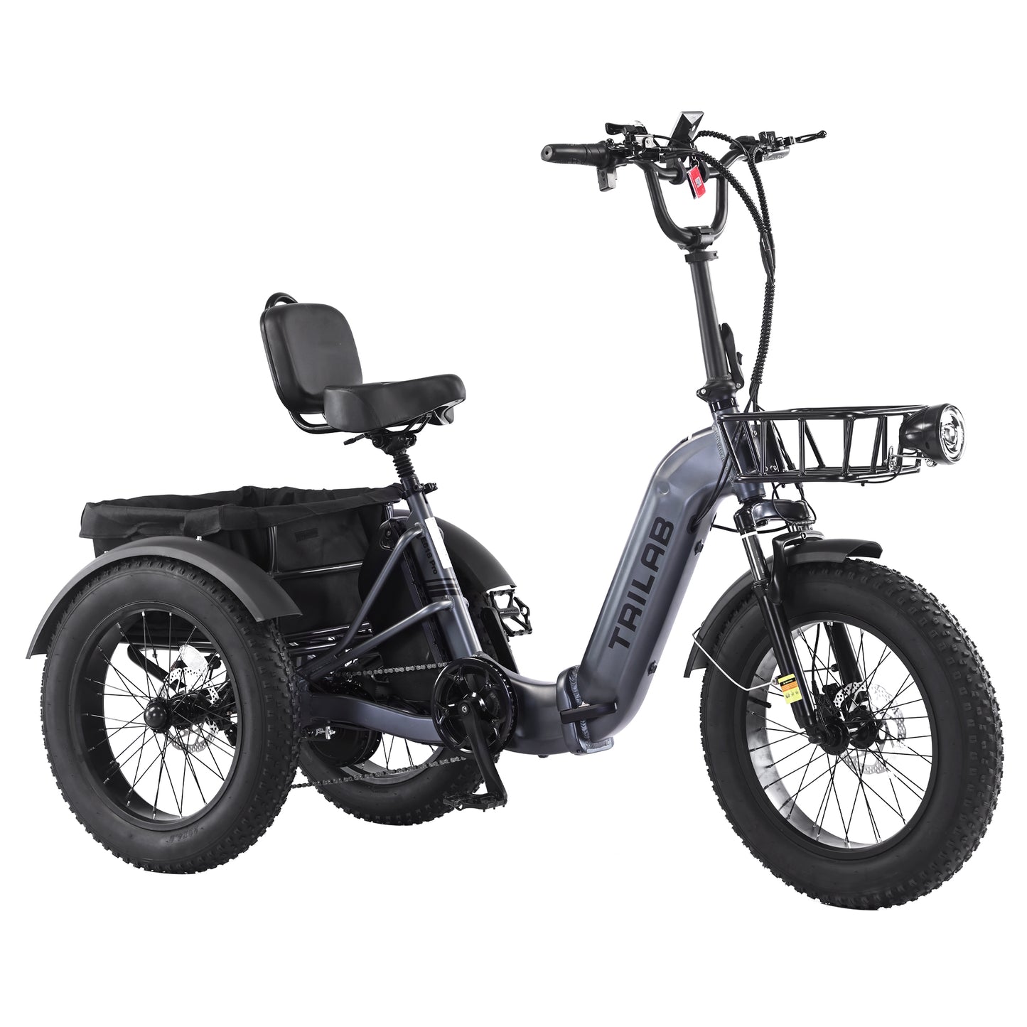 Electric Tricycle for Adults, 500W48V Folding Electric Trike, 20"x4.0"Fat Tire 3 Wheel Ebike,Step-Thru Aluminum Frame with Push-Button Reverse, Large Basket for Women Men image 1