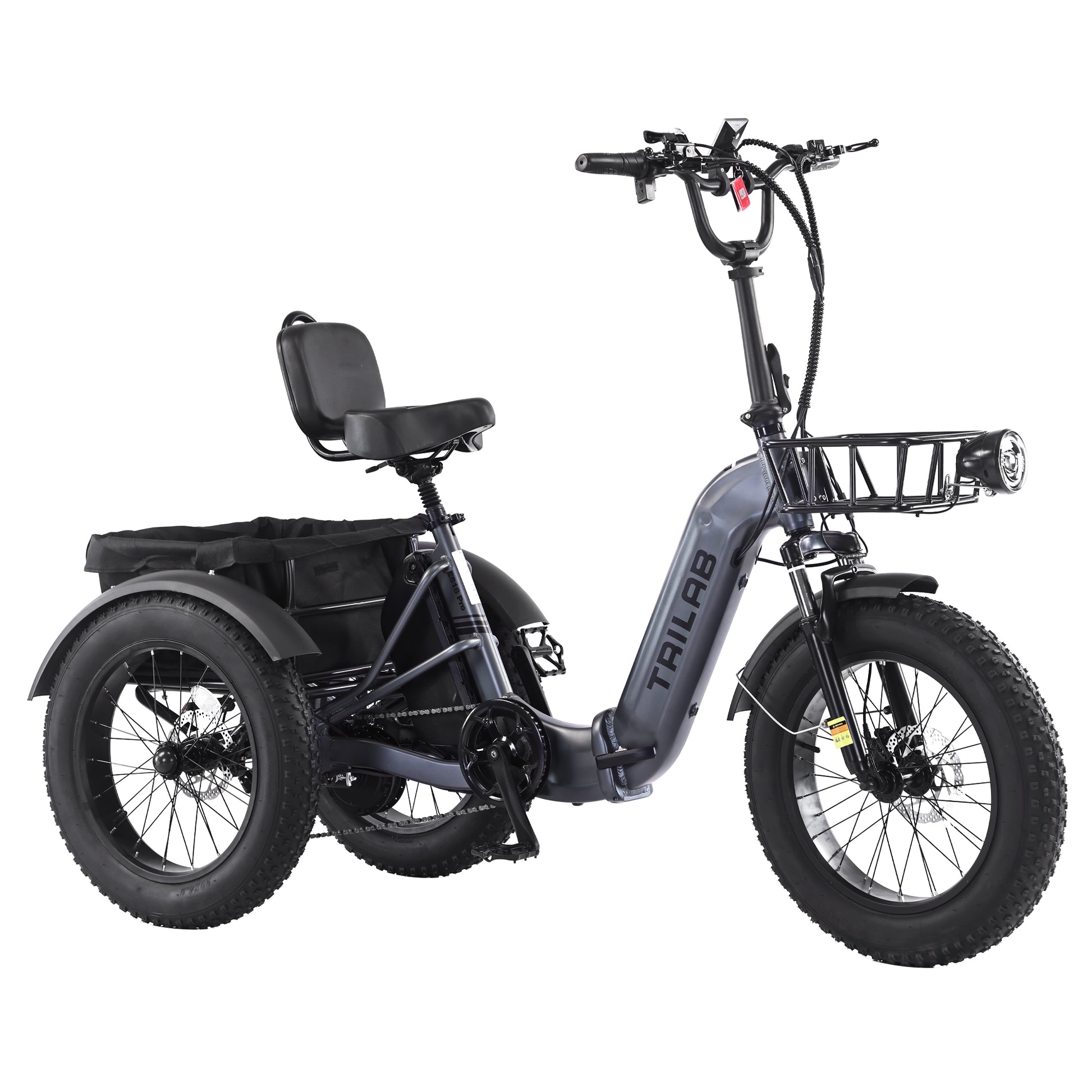 Electric Tricycle for Adults, 500W48V Folding Electric Trike, 20"x4.0"Fat Tire 3 Wheel Ebike,Step-Thru Aluminum Frame with Push-Button Reverse, Large Basket for Women Men image 1