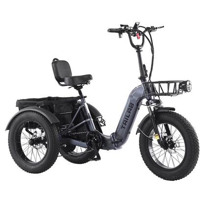 Electric Tricycle for Adults, 500W48V Folding Electric Trike, 20"x4.0"Fat Tire 3 Wheel Ebike,Step-Thru Aluminum Frame with Push-Button Reverse, Large Basket for Women Men image 1