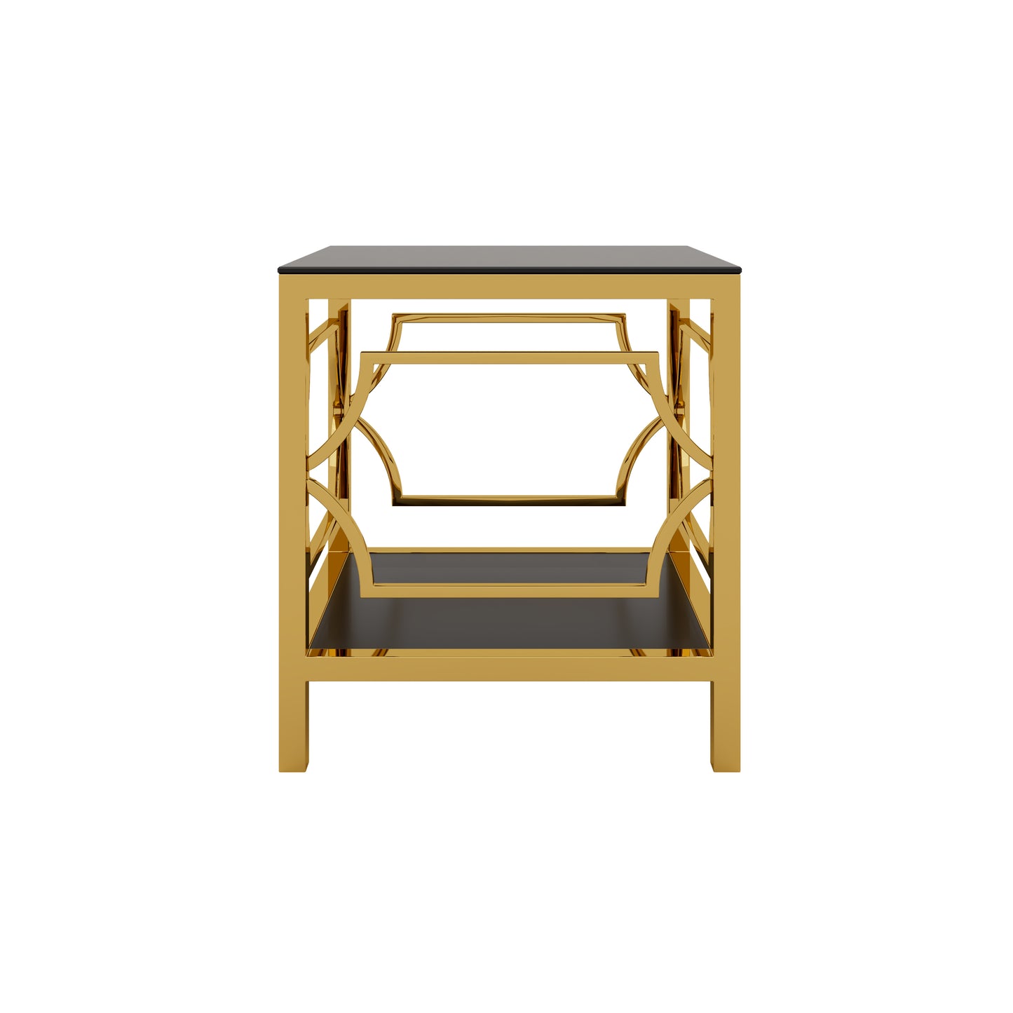 19.7" Modern Gold Square Side Table with Tempered Glass Top & Storage Shelf, Luxury Glam End Table with Metal Frame for Living Room, Bedroom, Sofa Side, Small Space Accent Table image 9