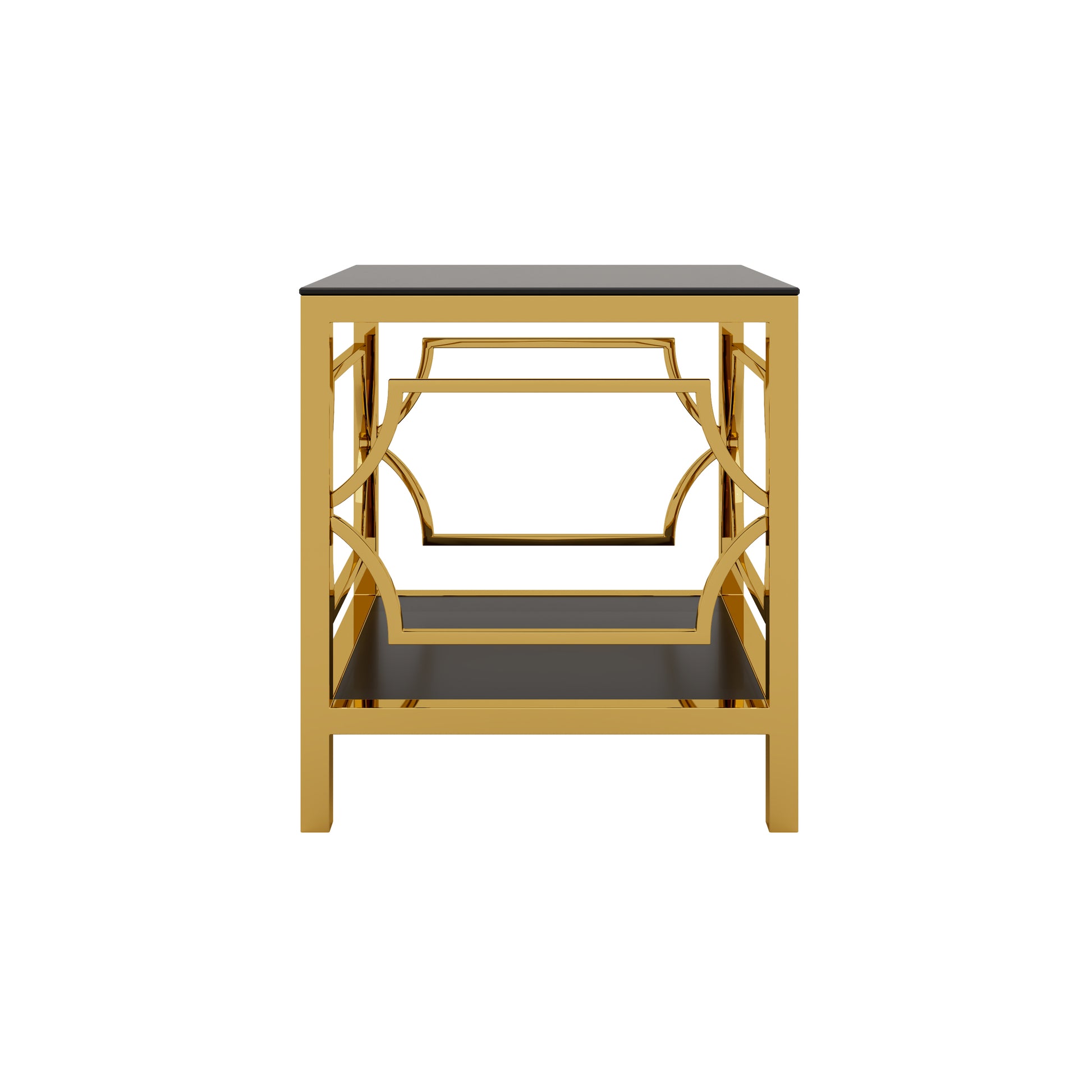 19.7" Modern Gold Square Side Table with Tempered Glass Top & Storage Shelf, Luxury Glam End Table with Metal Frame for Living Room, Bedroom, Sofa Side, Small Space Accent Table image 9