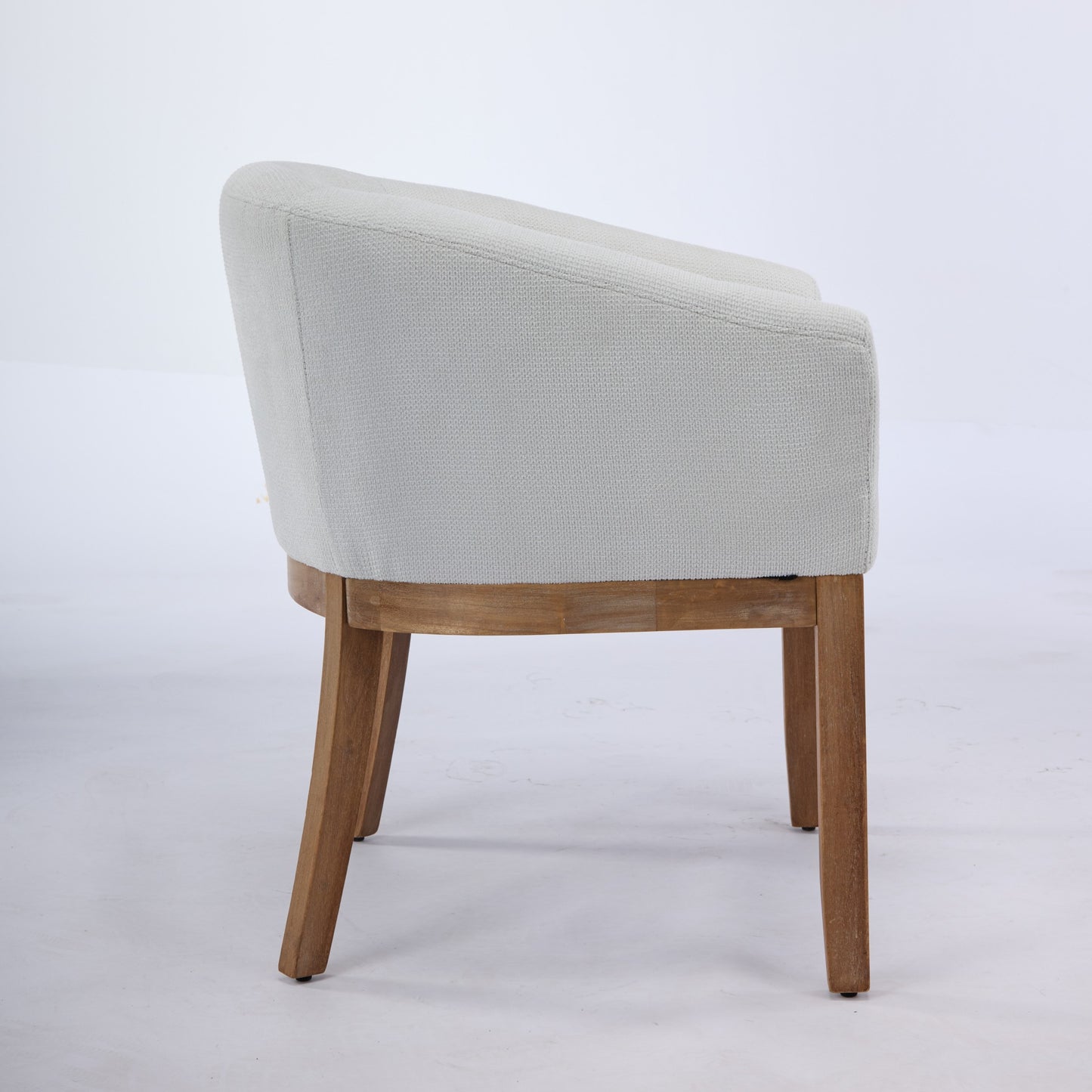 Mid Century Modern Upholstered Barrel Dining Chairs with Arms,Farmhouse Linen Kitchen & Dining Room Chairs with Natural Hardwood Frame, 19" W Accent Chairs for Living Room,Single Pack,Beige,SW1891BG image 5