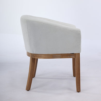 Mid Century Modern Upholstered Barrel Dining Chairs with Arms,Farmhouse Linen Kitchen & Dining Room Chairs with Natural Hardwood Frame, 19" W Accent Chairs for Living Room,Single Pack,Beige,SW1891BG image 5