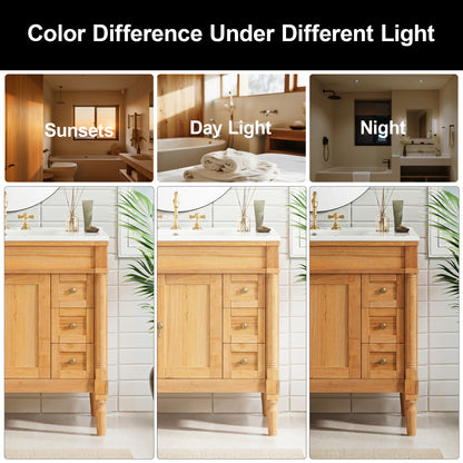 36" Bathroom Vanity with Ceramic Sink, Soft Close Doors, Adjustable Shelves, Modern Storage Cabinet for Small and Medium Bathrooms image 8
