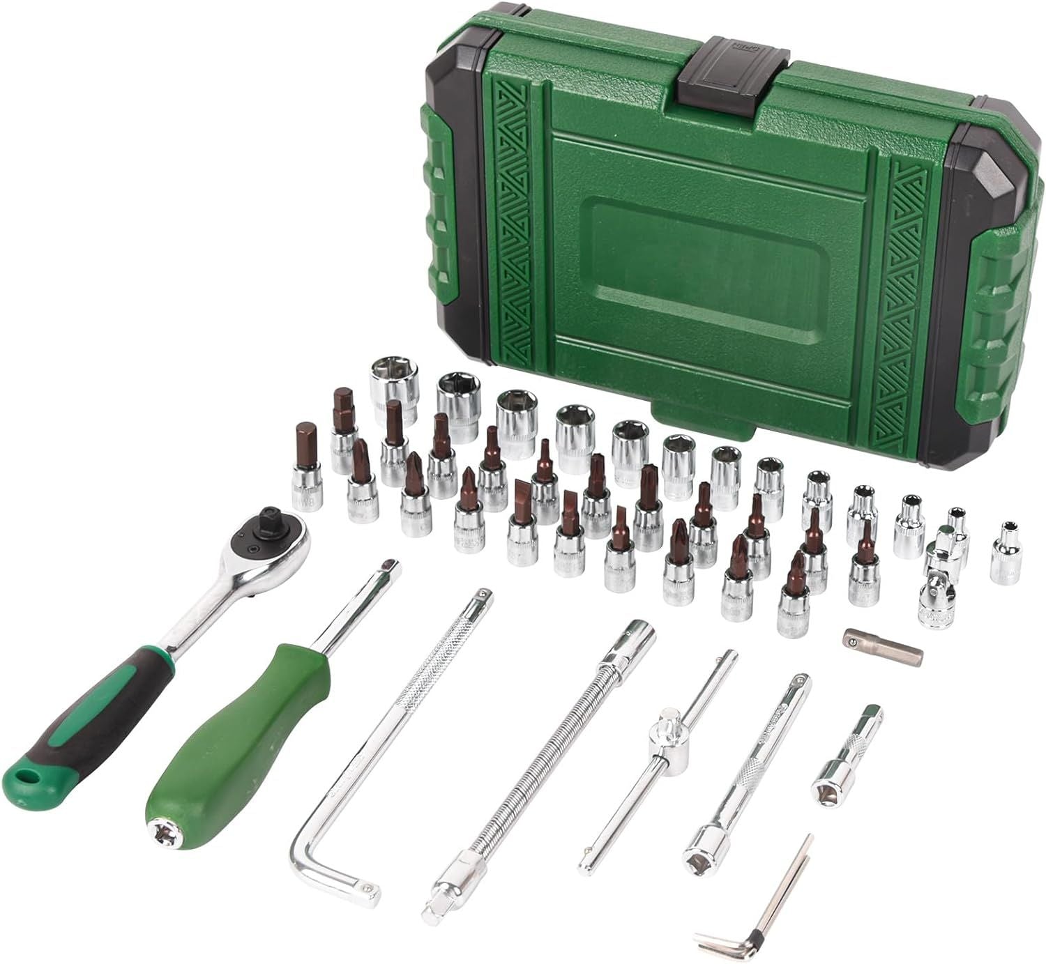 46pcs 1/4" Socket and Drive Tool Set Mechanics Tools Kit Sockets Set Metric Drive Socket Set, Drive Sizes with Plastic image 1