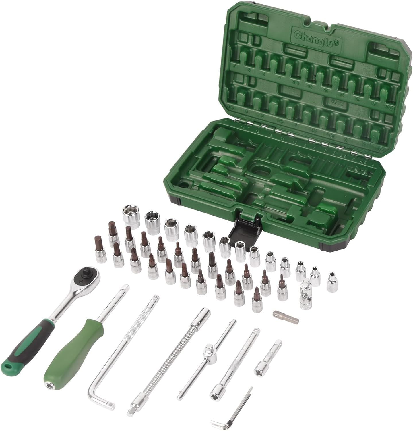 46pcs 1/4" Socket and Drive Tool Set Mechanics Tools Kit Sockets Set Metric Drive Socket Set, Drive Sizes with Plastic image 3