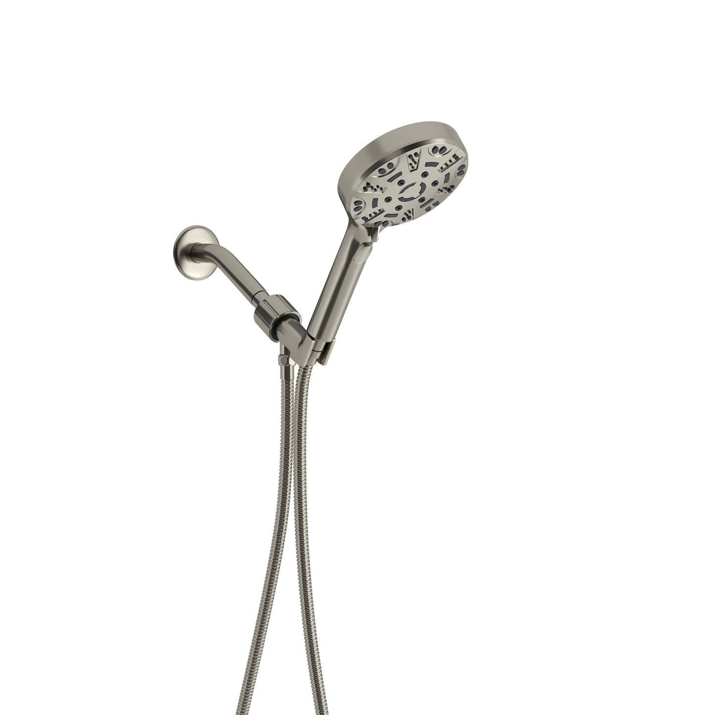4.7 in. Wall Mount Multi Function ABS Round Handheld Shower Head in Chrome/Brushed Nickel/Matte black image 5