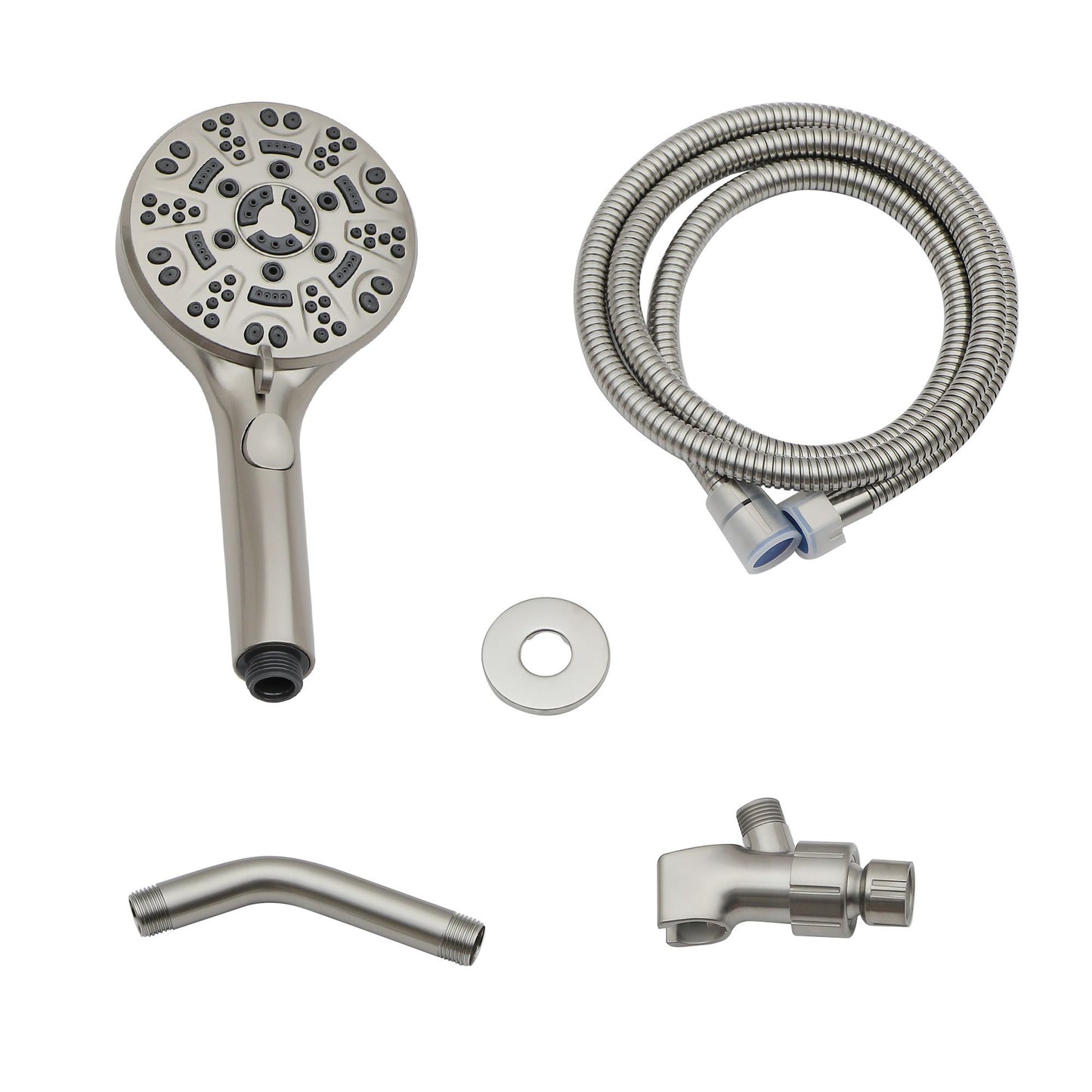 4.7 in. Wall Mount Multi Function ABS Round Handheld Shower Head in Chrome/Brushed Nickel/Matte black image 6