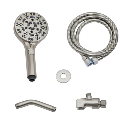 4.7 in. Wall Mount Multi Function ABS Round Handheld Shower Head in Chrome/Brushed Nickel/Matte black image 6