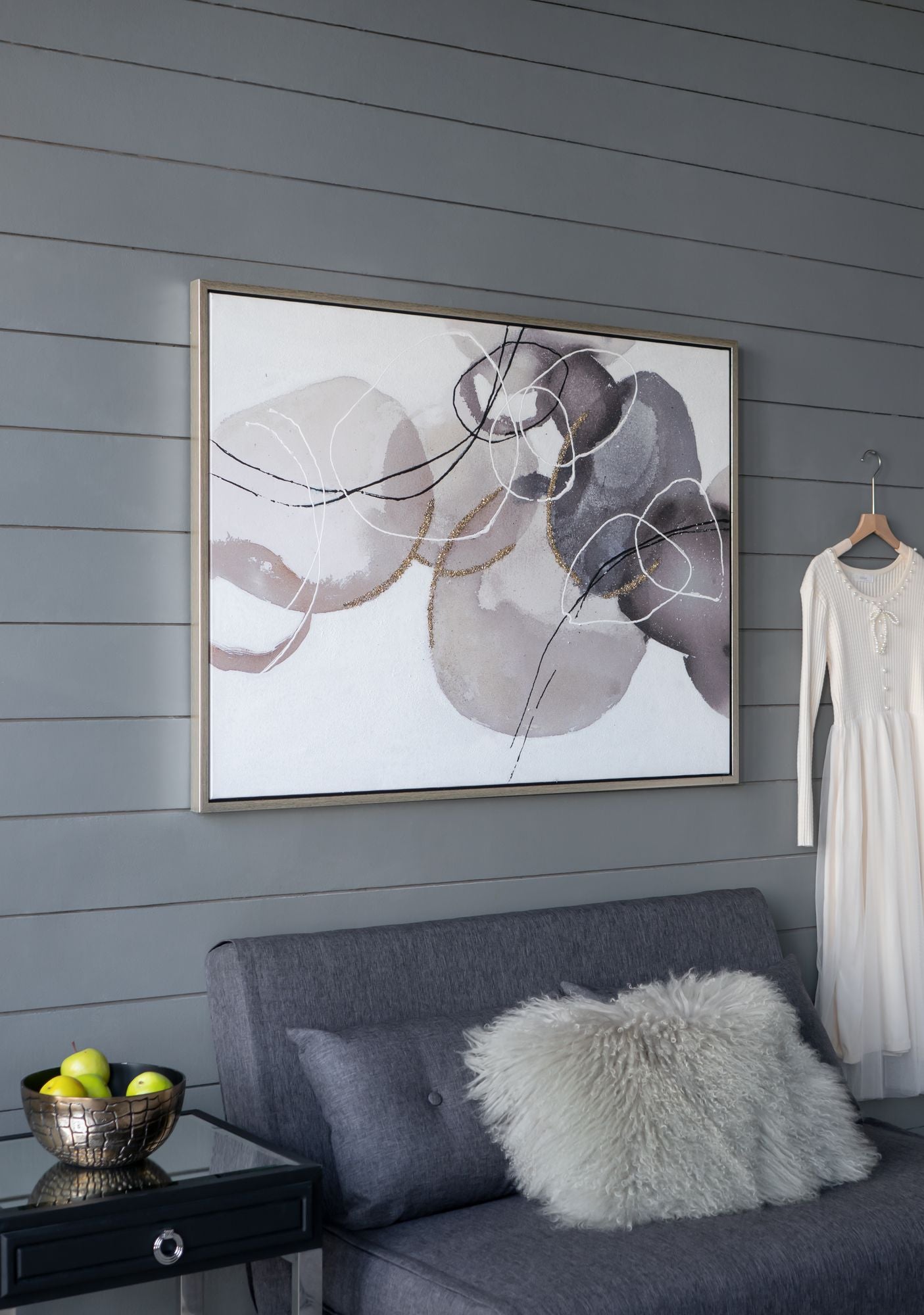 47" x 35.5" Large Modern Oil Painting, Hand Painted Abstract Gray Brown Watercolor Texture image 7