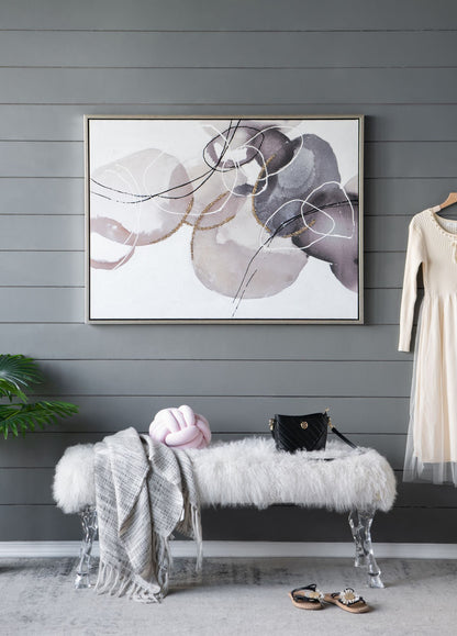 47" x 35.5" Large Modern Oil Painting, Hand Painted Abstract Gray Brown Watercolor Texture image 3