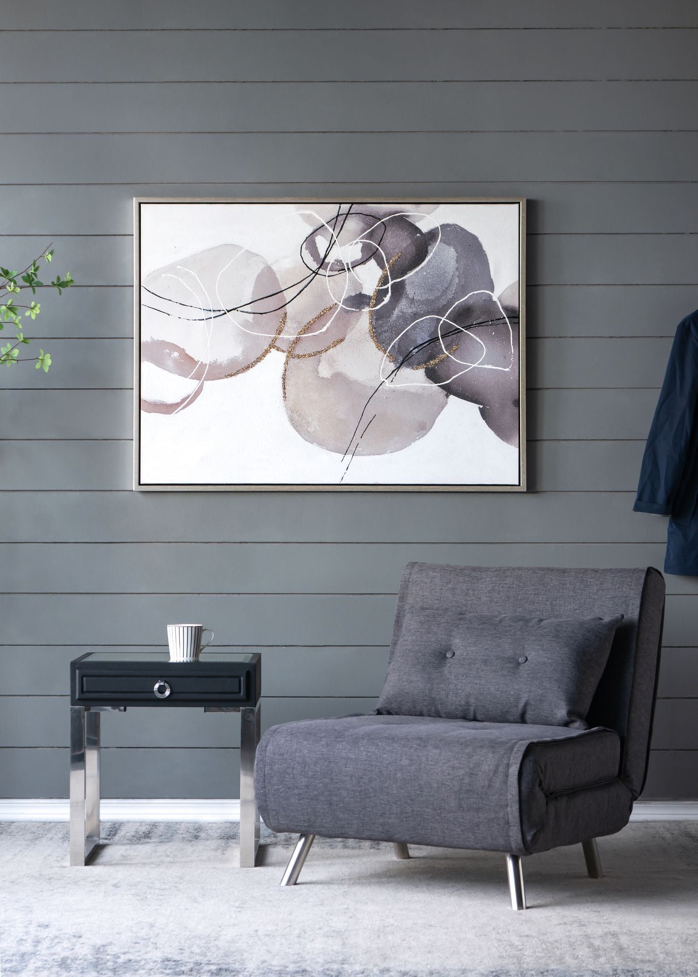 47" x 35.5" Large Modern Oil Painting, Hand Painted Abstract Gray Brown Watercolor Texture image 6