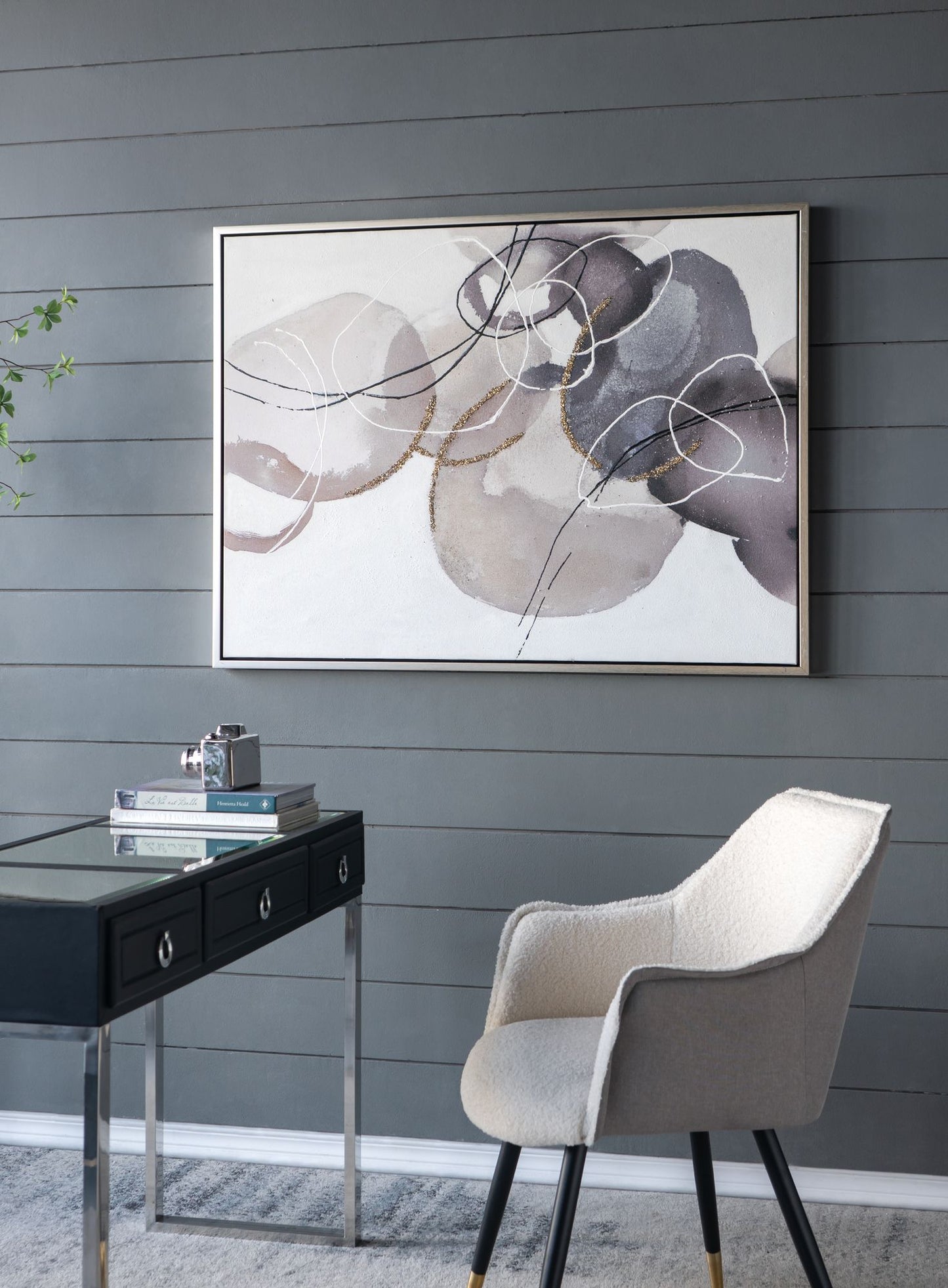 47" x 35.5" Large Modern Oil Painting, Hand Painted Abstract Gray Brown Watercolor Texture image 9